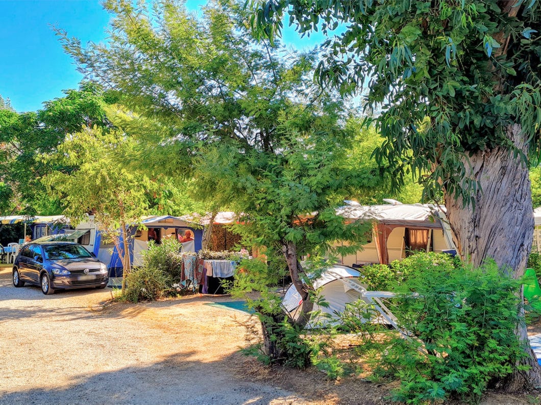 Emplacement de camping en tente dans le Verdon au camping La Pinède