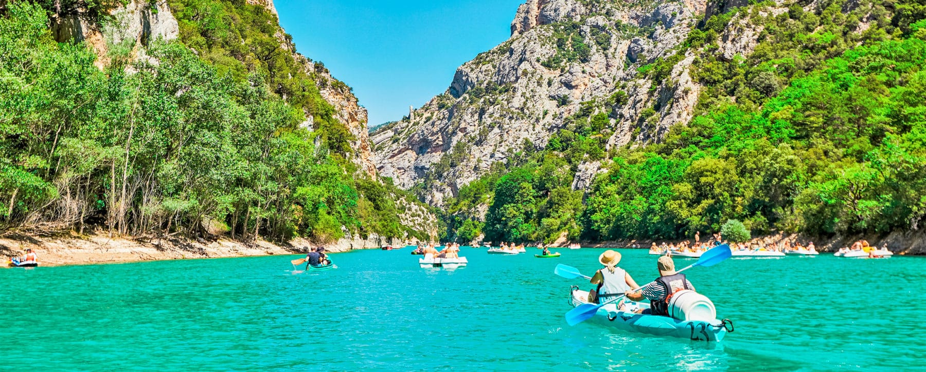 Sortie canoe à la rivière près du Camping La Pinède dans le Verdon