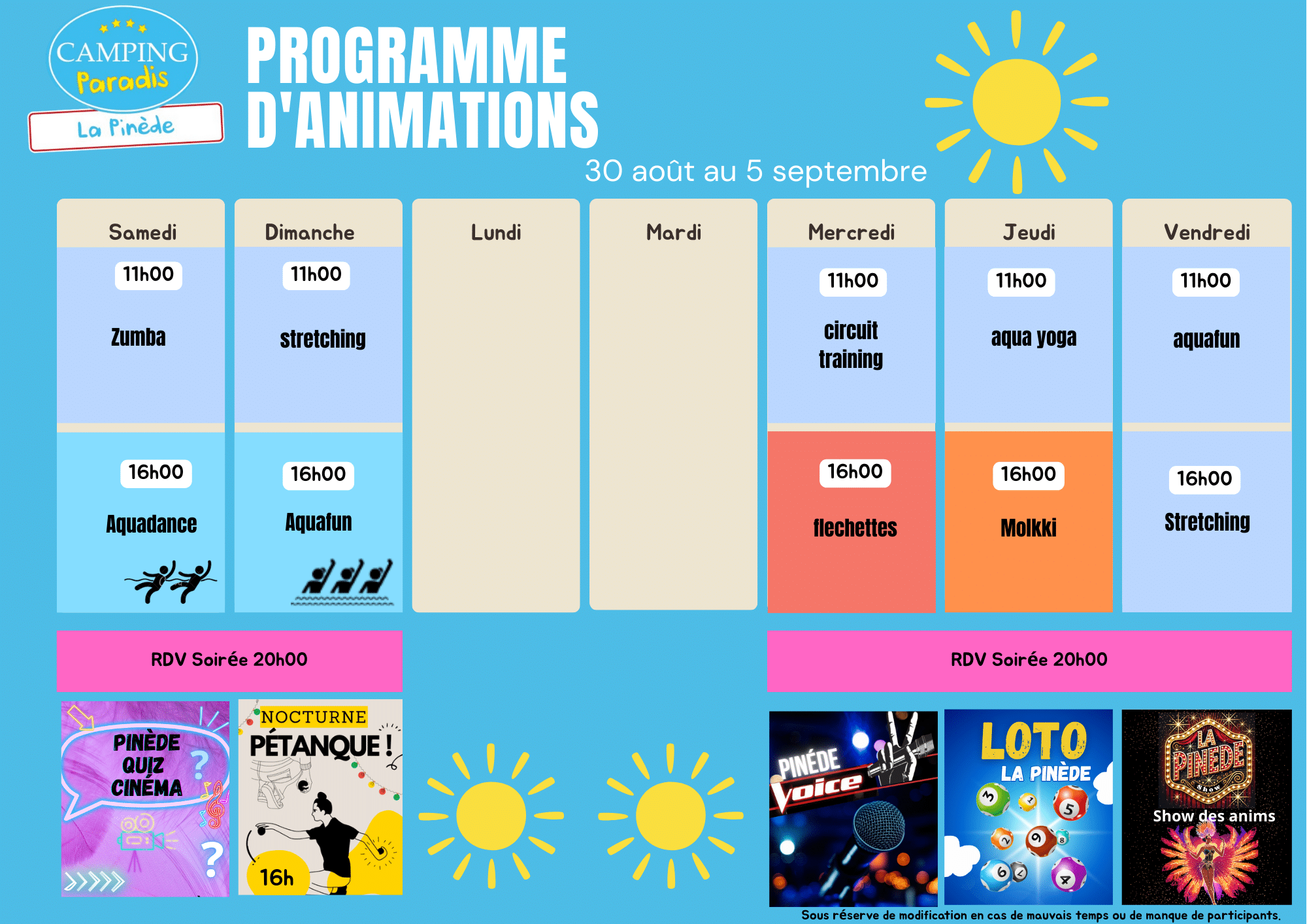 Planning 30 08 au 05 09